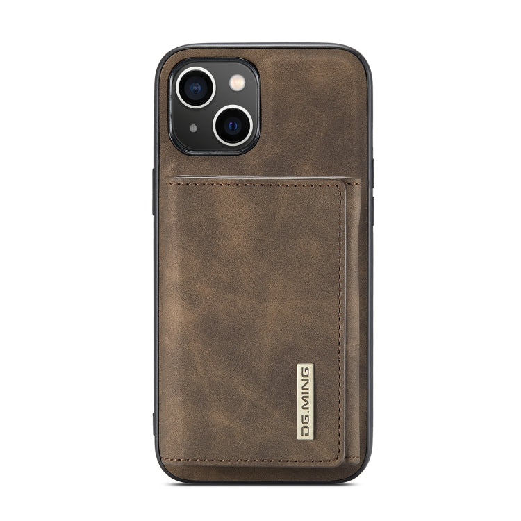 For iPhone 14 DG.MING M1 Series 3-Fold Multi Card Wallet Leather Case(Coffee) - iPhone 14 Cases by DG.MING | Online Shopping UK | buy2fix