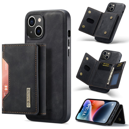 For iPhone 14 DG.MING M2 Series 3-Fold Card Bag Leather Case(Black) - iPhone 14 Cases by DG.MING | Online Shopping UK | buy2fix