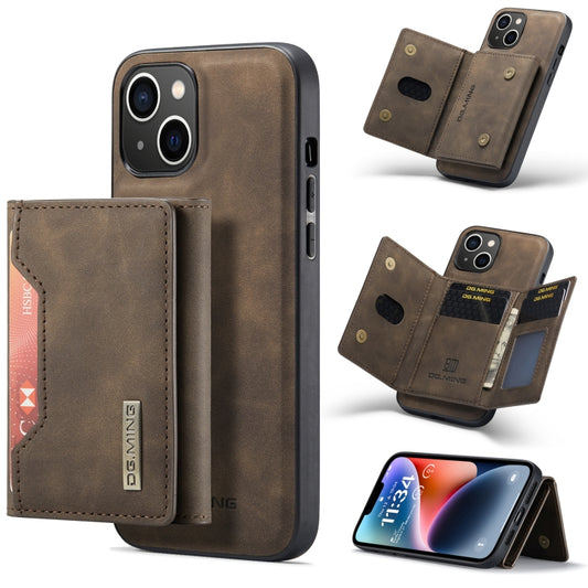 For iPhone 14 DG.MING M2 Series 3-Fold Card Bag Leather Case(Coffee) - iPhone 14 Cases by DG.MING | Online Shopping UK | buy2fix