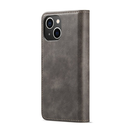 For iPhone 14 Plus DG.MING Crazy Horse Texture Detachable Magnetic Leather Case(Grey) - iPhone 14 Plus Cases by DG.MING | Online Shopping UK | buy2fix