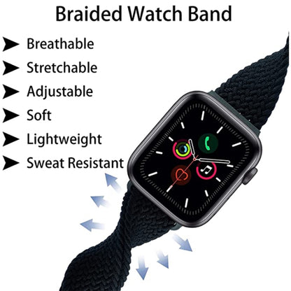 Buckle Nylon Braided Watch Band For Apple Watch Series 8&7 41mm / SE 2&6&SE&5&4 40mm / 3&2&1 38mm(Starlight Black) - Watch Bands by buy2fix | Online Shopping UK | buy2fix