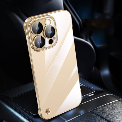 For iPhone 12 Pro Electroplating Frameless Clear PC Phone Case(Gold) - iPhone 12 / 12 Pro Cases by buy2fix | Online Shopping UK | buy2fix