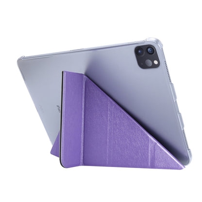 For iPad Air 13 2024 / Pro 12.9 2020 Silk Texture Horizontal Deformation Flip Leather Tablet Case with Three-folding Holder(Purple) - iPad Pro 12.9 (2020) Cases by buy2fix | Online Shopping UK | buy2fix