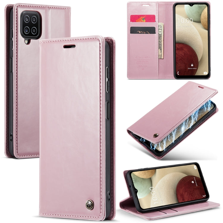 For Samsung Galaxy A12 CaseMe 003 Crazy Horse Texture Leather Phone Case(Rose Gold) - Galaxy Phone Cases by CaseMe | Online Shopping UK | buy2fix