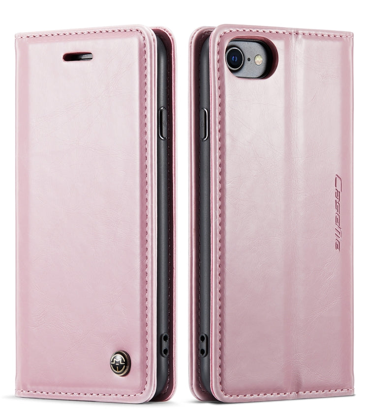 For iPhone SE 2022 / SE 2020 / 7 / 8 CaseMe 003 Crazy Horse Texture Leather Phone Case(Pink) - iPhone SE 2022 / 2020 / 8 / 7 Cases by CaseMe | Online Shopping UK | buy2fix