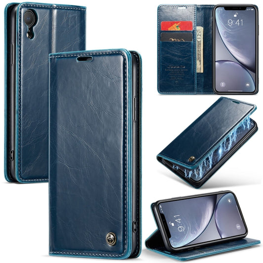 For iPhone XR CaseMe 003 Crazy Horse Texture Leather Phone Case(Blue) - More iPhone Cases by CaseMe | Online Shopping UK | buy2fix