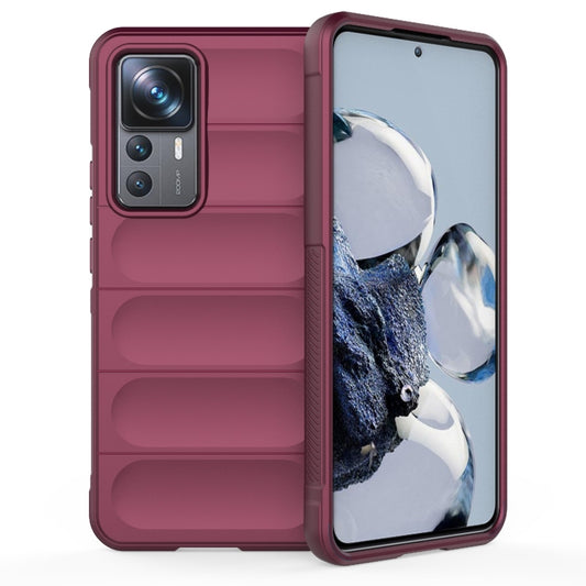 For Xiaomi 12T Pro Magic Shield TPU + Flannel Phone Case(Wine Red) - Xiaomi Cases by buy2fix | Online Shopping UK | buy2fix