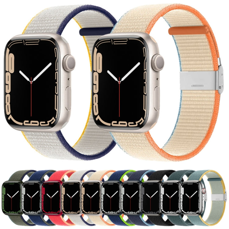 Metal Buckle Nylon Strap For Apple Watch Ultra 49mm / Series 8&7 45mm / SE 2&6&SE&5&4 44mm / 3&2&1 42mm(Milky White) - Watch Bands by buy2fix | Online Shopping UK | buy2fix