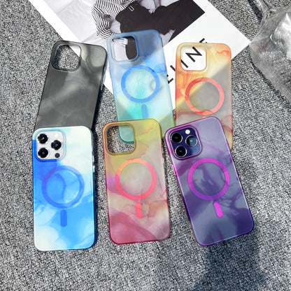 For iPhone 14 Pro Max MagSafe Magnetic Watercolor TPU Phone Case(Black) - iPhone 14 Pro Max Cases by buy2fix | Online Shopping UK | buy2fix