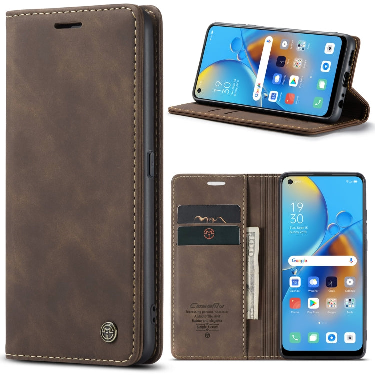 CaseMe 013 Multifunctional Horizontal Flip Leather Phone Case For OPPO F19/F19S/A74 4G/A95 4G/Reno6 Lite 4G Global(Coffee) - OPPO Cases by CaseMe | Online Shopping UK | buy2fix