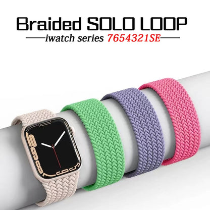 Nylon Single-turn Braided Watch Band For Apple Watch Ultra 49mm&Watch Ultra 2 49mm / Series 9&8&7 45mm / SE 3&SE 2&6&SE&5&4 44mm / 3&2&1 42mm, Length:135mm(W Black White) - Watch Bands by buy2fix | Online Shopping UK | buy2fix