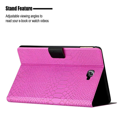 For Samsung Galaxy Tab A10.1 T850 Solid Color Crocodile Texture Leather Smart Tablet Case(Rose Red) - Tab A 10.1 by buy2fix | Online Shopping UK | buy2fix