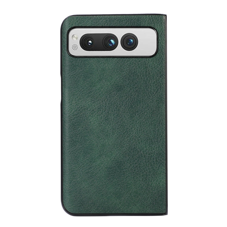 For Google Pixel Fold Two-color Litchi Texture PU Phone Case(Green) - Google Cases by buy2fix | Online Shopping UK | buy2fix