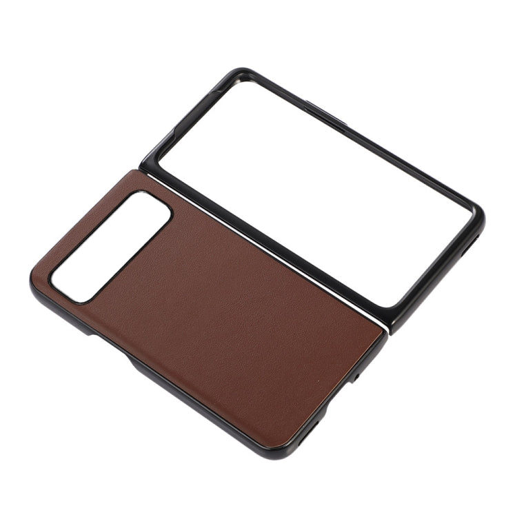 For Google Pixel Fold Lambskin Texture Genuine Leather Phone Case(Brown) - Google Cases by buy2fix | Online Shopping UK | buy2fix