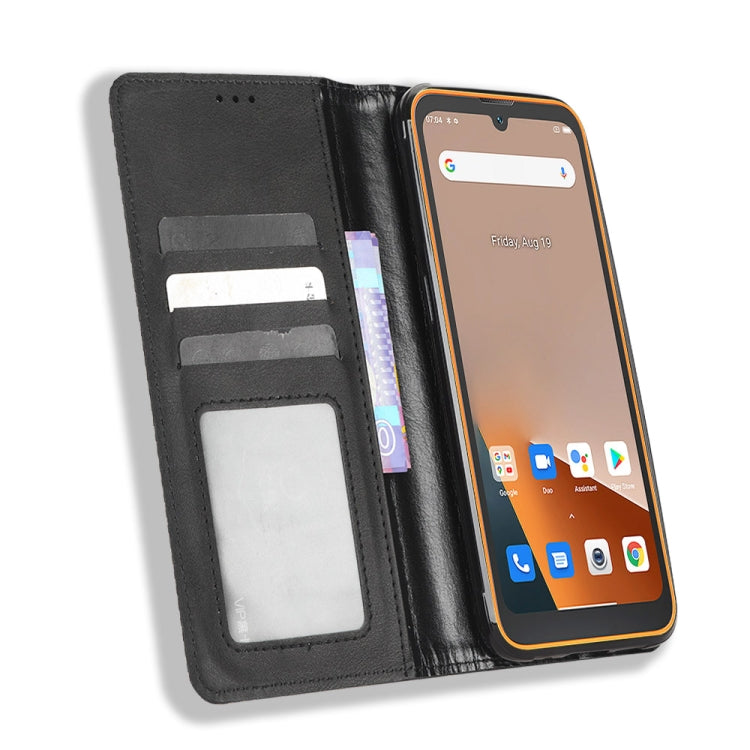 For Blackview BV5200 Magnetic Buckle Retro Texture Leather Phone Case(Black) - More Brand by buy2fix | Online Shopping UK | buy2fix