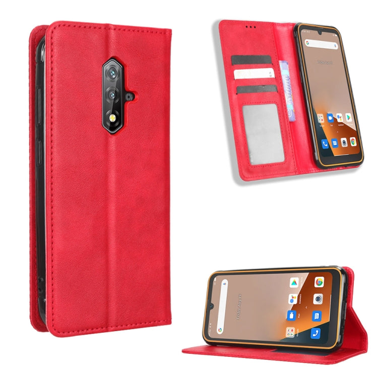 For Blackview BV5200 Magnetic Buckle Retro Texture Leather Phone Case(Red) - More Brand by buy2fix | Online Shopping UK | buy2fix