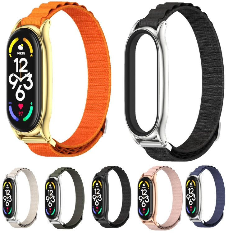 For Xiaomi Mi Band 7 / 7 NFC MIJOBS PLUS Nylon Breathable Watch Band(Black Silver) - Watch Bands by MIJOBS | Online Shopping UK | buy2fix