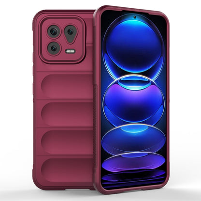 For Xiaomi 13 Magic Shield TPU + Flannel Phone Case(Wine Red) - 13 Cases by buy2fix | Online Shopping UK | buy2fix