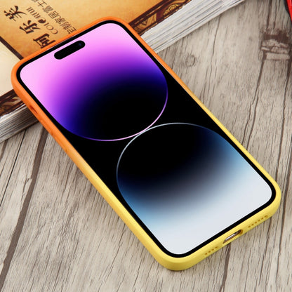 For iPhone 14 Pro Liquid TPU Silicone Gradient MagSafe Phone Case(Orange Yellow) - iPhone 14 Pro Cases by buy2fix | Online Shopping UK | buy2fix