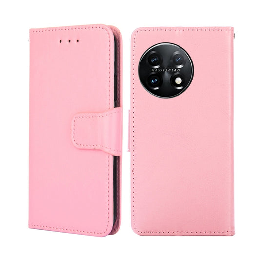 For OnePlus 11 Crystal Texture Leather Phone Case(Pink) - OnePlus Cases by buy2fix | Online Shopping UK | buy2fix