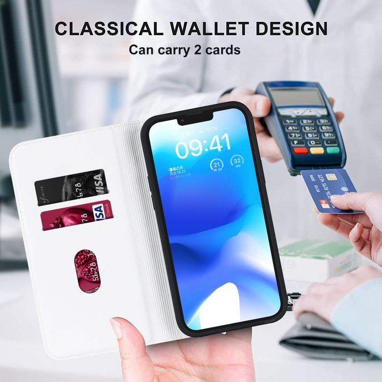 For iPhone 13 Pro Rhombic MagSafe RFID Anti-Theft Wallet Leather Phone Case(White) - iPhone 13 Pro Cases by buy2fix | Online Shopping UK | buy2fix