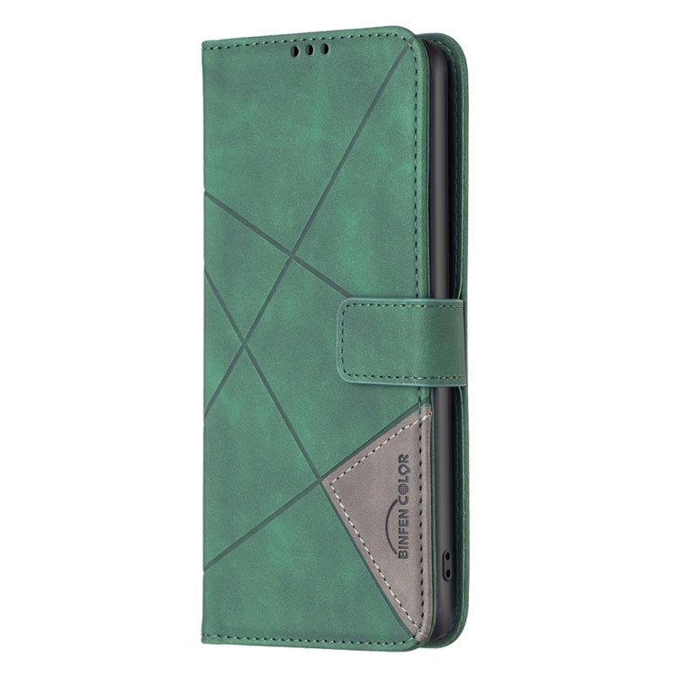 For Xiaomi Redmi A3 Magnetic Buckle Rhombus Texture Leather Phone Case(Green) - Xiaomi Cases by buy2fix | Online Shopping UK | buy2fix
