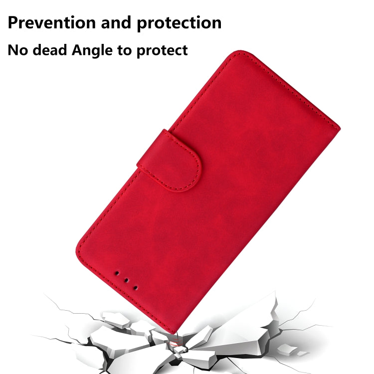 For OnePlus 11 Skin Feel Pure Color Flip Leather Phone Case(Red) - OnePlus Cases by buy2fix | Online Shopping UK | buy2fix