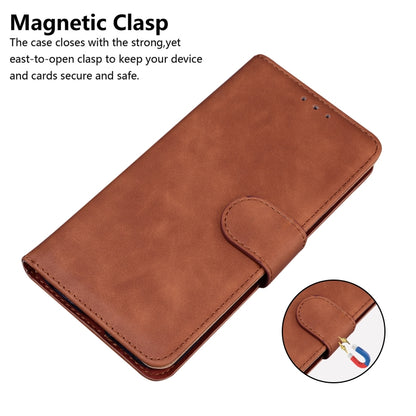 For OnePlus 11 Skin Feel Pure Color Flip Leather Phone Case(Brown) - OnePlus Cases by buy2fix | Online Shopping UK | buy2fix