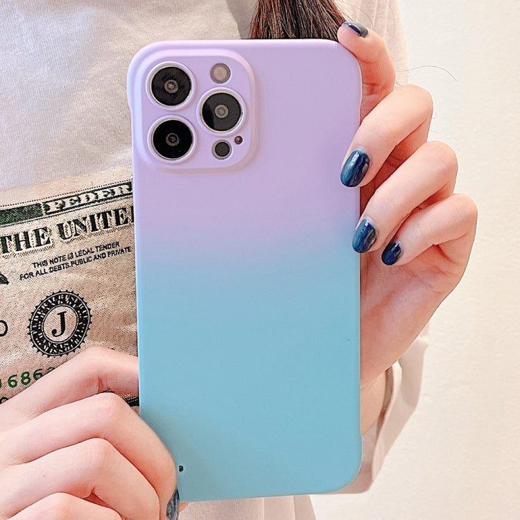 For iPhone 12 Frameless Skin Feel Gradient Phone Case(Light Purple + Light Blue) - iPhone 12 / 12 Pro Cases by buy2fix | Online Shopping UK | buy2fix