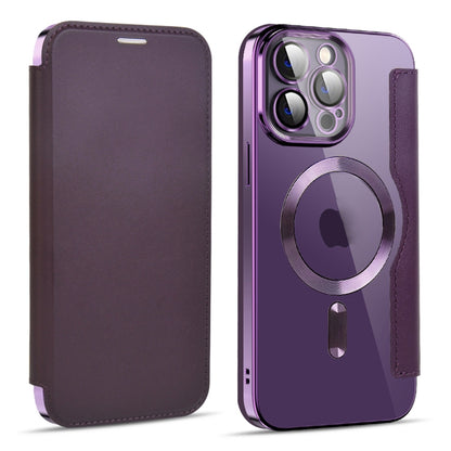 For iPhone 14 Pro MagSafe Magnetic RFID Anti-theft Leather Phone Case(Dark Purple) - iPhone 14 Pro Cases by buy2fix | Online Shopping UK | buy2fix