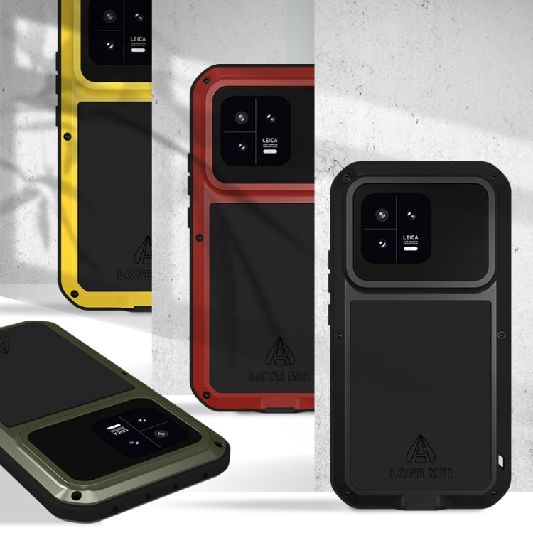 For Xiaomi 13 LOVE MEI Metal Shockproof Life Waterproof Dustproof Phone Case(Yellow) - 13 Cases by LOVE MEI | Online Shopping UK | buy2fix
