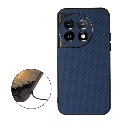 For OnePlus 11 5G Accurate Hole Carbon Fiber Texture PU Phone Case(Blue) - OnePlus Cases by buy2fix | Online Shopping UK | buy2fix