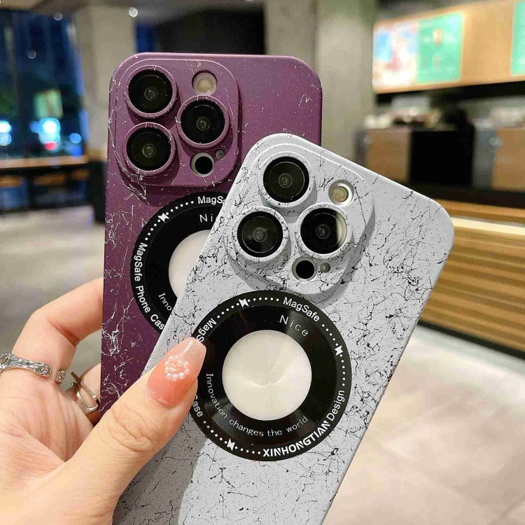 For iPhone 14 Marble Pattern MagSafe PC Phone Case(Purple) - iPhone 14 Cases by buy2fix | Online Shopping UK | buy2fix