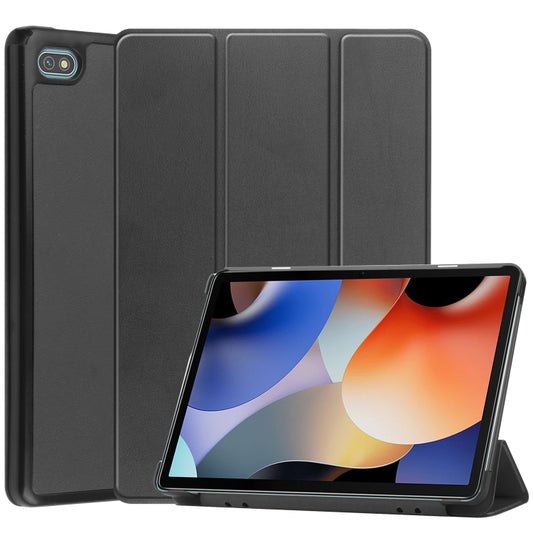 For Blackview Oscal Pad 10 Custer Pure Color 3-Fold Holder Smart Leather Tablet Case(Black) - Others by buy2fix | Online Shopping UK | buy2fix