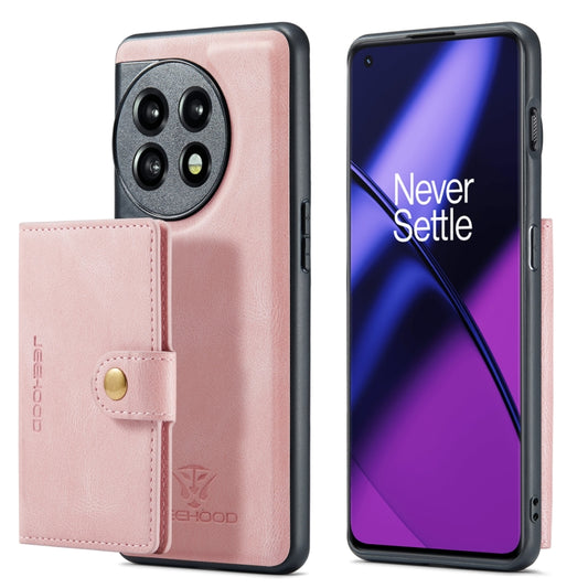 For OnePuls 11 JEEHOOD Retro Magnetic Detachable Protective Phone Case with Wallet & Card Slot(Pink) - OnePlus Cases by JEEHOOD | Online Shopping UK | buy2fix