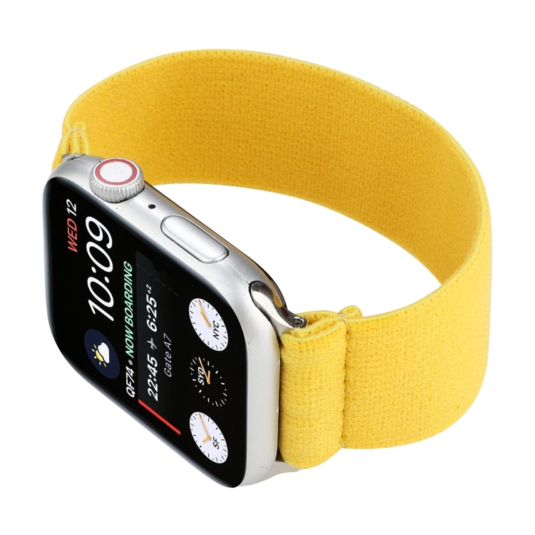 Elastic Nylon Braid Watch Band For Apple Watch Ultra 49mm&Watch Ultra 2 49mm / Series 9&8&7 45mm / SE 3&SE 2&6&SE&5&4 44mm / 3&2&1 42mm(Yellow) - Watch Bands by buy2fix | Online Shopping UK | buy2fix