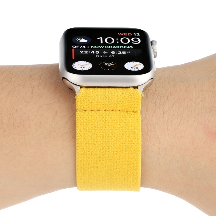 Elastic Nylon Braid Watch Band For Apple Watch Ultra 49mm&Watch Ultra 2 49mm / Series 9&8&7 45mm / SE 3&SE 2&6&SE&5&4 44mm / 3&2&1 42mm(Yellow) - Watch Bands by buy2fix | Online Shopping UK | buy2fix