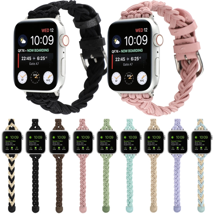 Single Elastic Nylon Braid Watch Band For Apple Watch Ultra 49mm&Watch Ultra 2 49mm / Series 9&8&7 45mm / SE 3&SE 2&6&SE&5&4 44mm / 3&2&1 42mm(Teal Green) - Watch Bands by buy2fix | Online Shopping UK | buy2fix