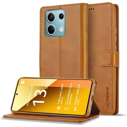 For Xiaomi Redmi Note 13 5G LC.IMEEKE Calf Texture Leather Phone Case(Brown) - Xiaomi Cases by LC.IMEEKE | Online Shopping UK | buy2fix