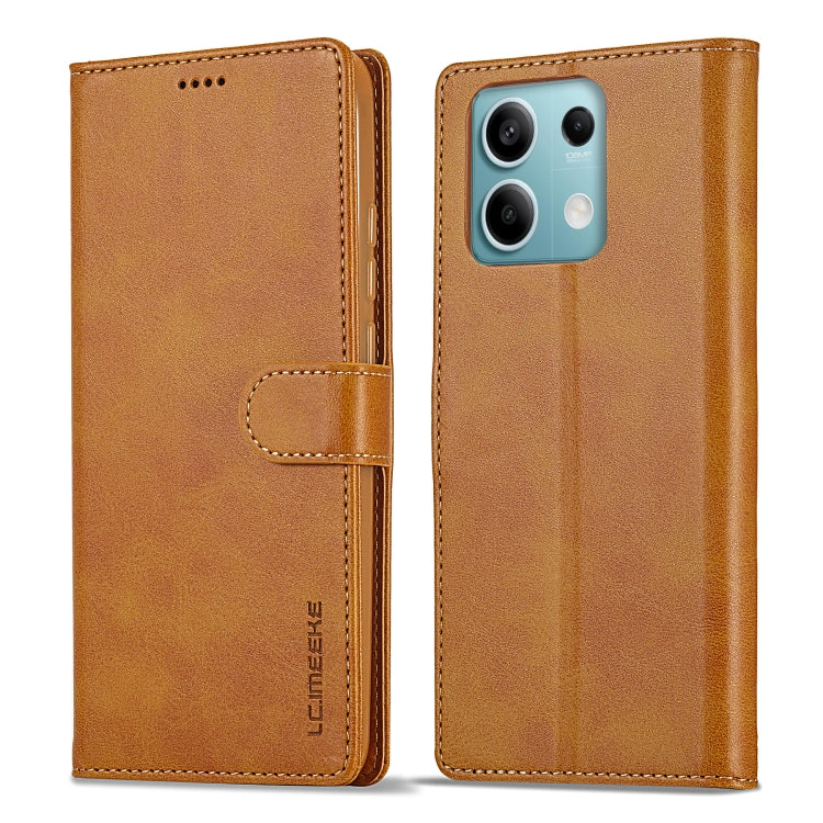 For Xiaomi Redmi Note 13 5G LC.IMEEKE Calf Texture Leather Phone Case(Brown) - Xiaomi Cases by LC.IMEEKE | Online Shopping UK | buy2fix