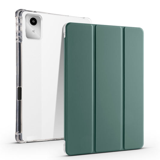 For Lenovo Tab M11 / Xiaoxin Pad 11 2024 3-fold Clear TPU Leather Tablet Case with Pen Slot(Deep Green) - Lenovo by buy2fix | Online Shopping UK | buy2fix