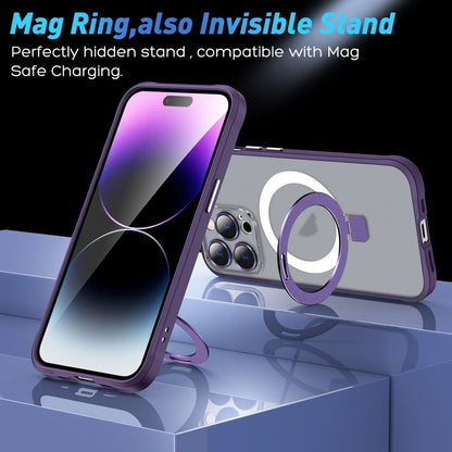 For iPhone 14 Pro Metal Eyes Series MagSafe Magnetic Holder Phone Case(Red) - iPhone 14 Pro Cases by buy2fix | Online Shopping UK | buy2fix