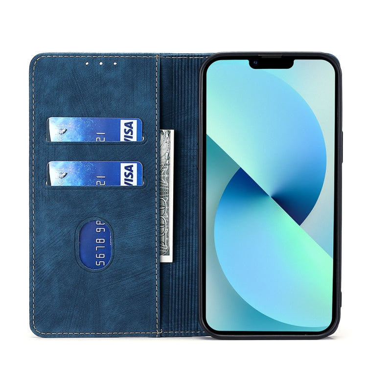 For Blackview A52 RFID Anti-theft Brush Magnetic Leather Phone Case(Blue) - More Brand by buy2fix | Online Shopping UK | buy2fix