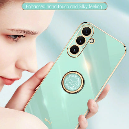 For Samsung Galaxy M54 5G XINLI Straight Edge 6D Electroplate TPU Phone Case with Ring Holder(Mint Green) - Galaxy Phone Cases by XINLI | Online Shopping UK | buy2fix