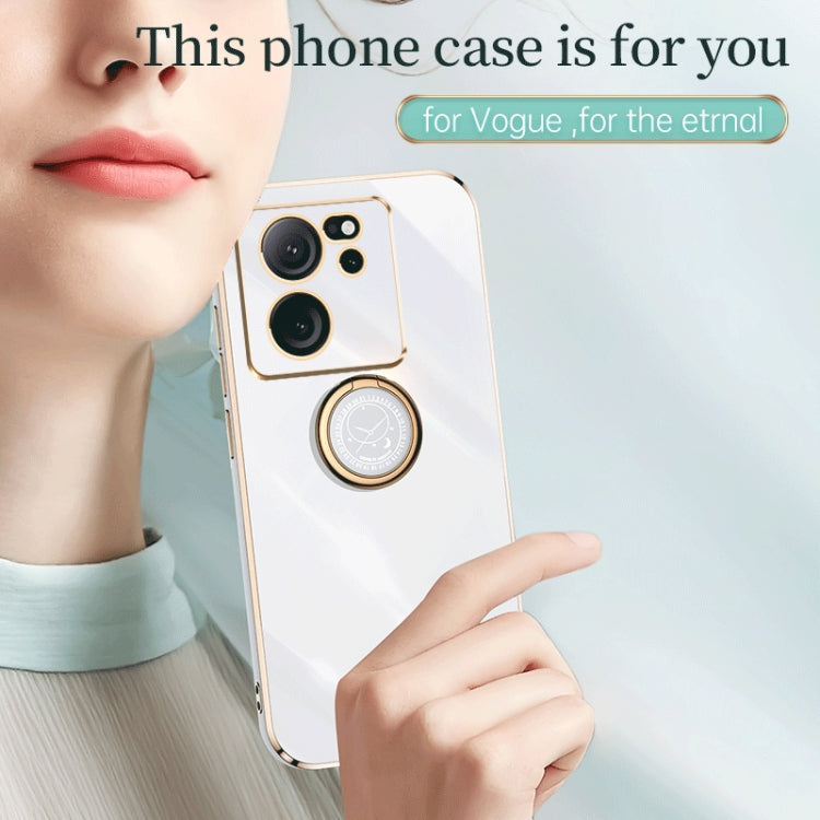 For Xiaomi Redmi K60 Ultra / Mi 13T XINLI Straight Edge 6D Electroplate TPU Phone Case with Ring Holder(Mint Green) - Redmi K60 Ultra Cases by XINLI | Online Shopping UK | buy2fix