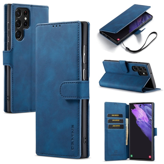 For Samsung Galaxy S23 Ultra 5G DG.MING Retro Oil Edge Flip Leather Phone Case(Blue) - Galaxy S23 Ultra 5G Cases by DG.MING | Online Shopping UK | buy2fix