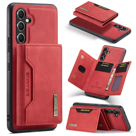 For Samsung Galaxy A35 5G DG.MING M2 Series 3-Fold Multi Card Bag + Magnetic Phone Case(Red) - Galaxy Phone Cases by DG.MING | Online Shopping UK | buy2fix