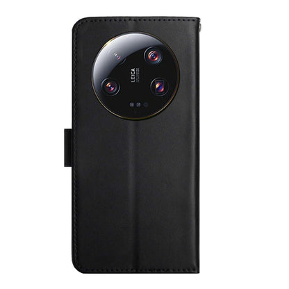 For Xiaomi 14 Ultra Genuine Leather Fingerprint-proof Flip Phone Case(Black) - 14 Ultra Cases by buy2fix | Online Shopping UK | buy2fix