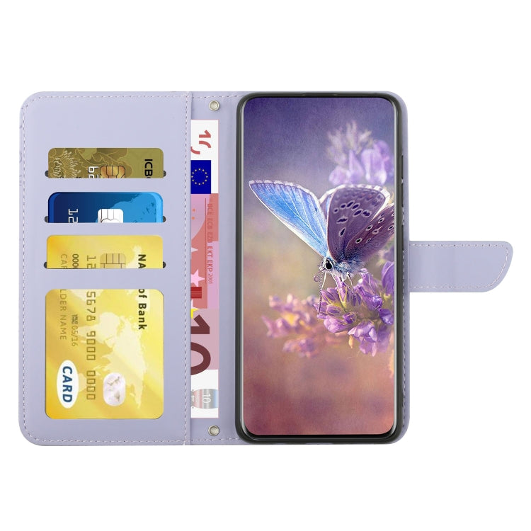 For Xiaomi Redmi 13C 5G Skin Feel Butterfly Embossed Flip Leather Phone Case(Purple) - 13C Cases by buy2fix | Online Shopping UK | buy2fix