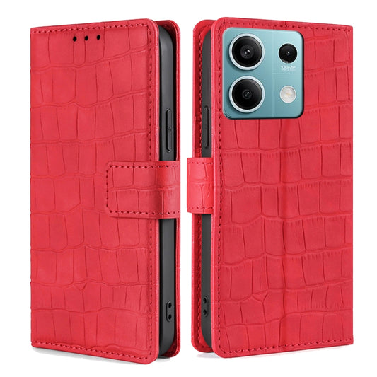 For Xiaomi Redmi Note 13 4G Skin Feel Crocodile Magnetic Clasp Leather Phone Case(Red) - Note 13 Cases by buy2fix | Online Shopping UK | buy2fix